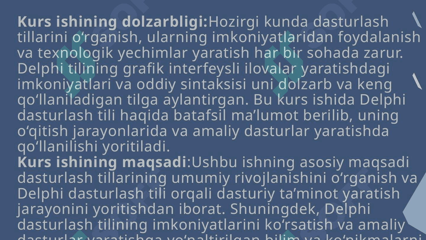 DELPHI TILIDA DASTURLASH ASOSLARI 3