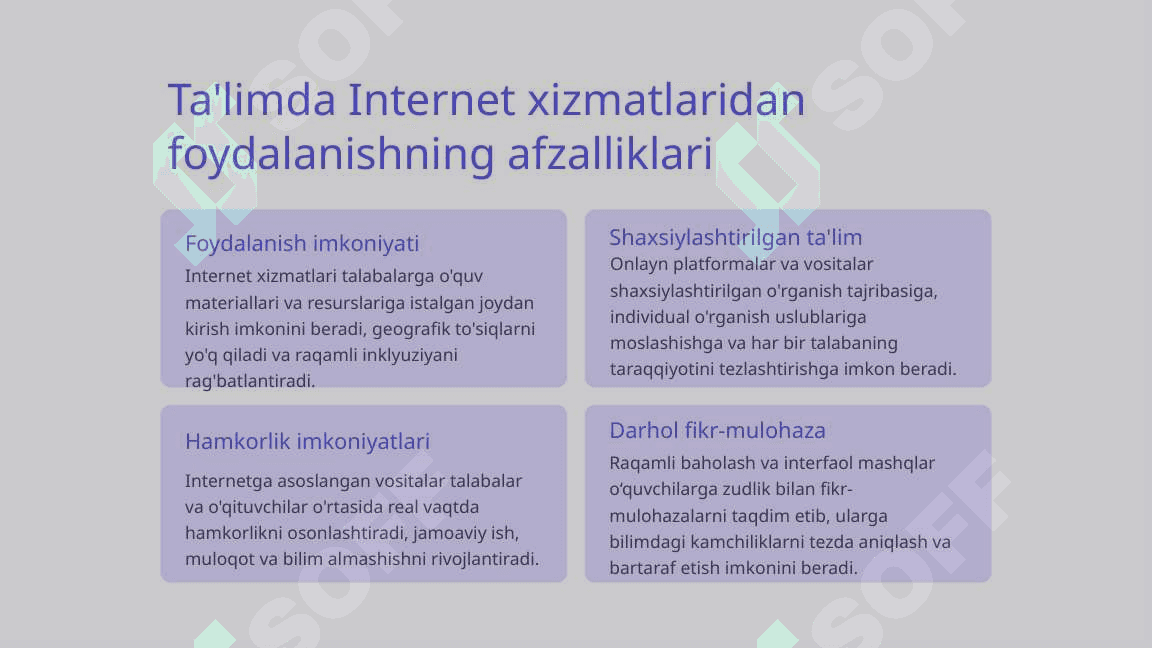 O’quv jarayonini tashkil etishda internet xizmatlaridan foydalanishga kirishish 2