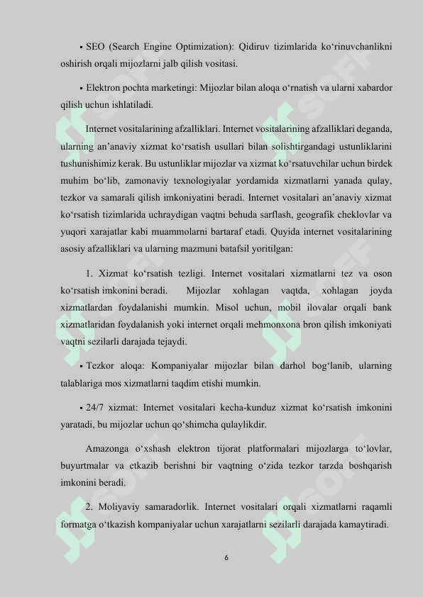 Internet vositalari va xizmat ko‘rsatish sohasining rivojlanishi 6