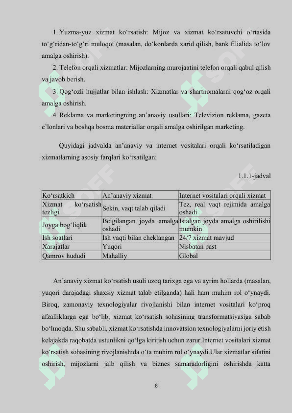 Internet vositalari va xizmat ko‘rsatish sohasining rivojlanishi 8
