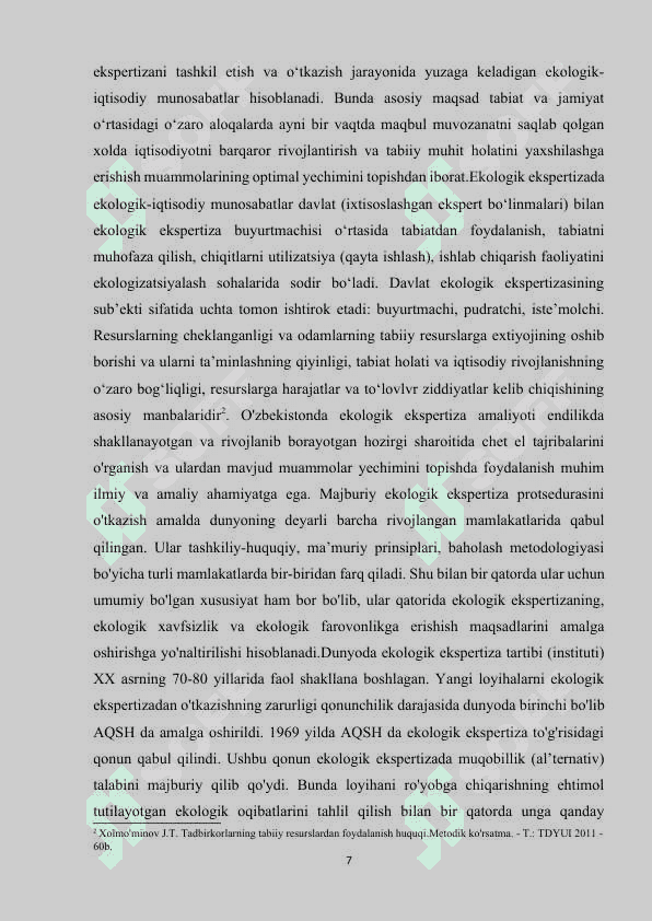 O’ZBEKISTON EKOLOGIK EKSPERTIZA QONUNCHILIGI VA XALQARO STANDARTLAR 6