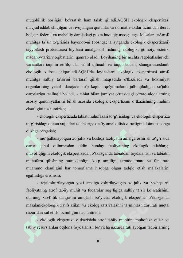 O’ZBEKISTON EKOLOGIK EKSPERTIZA QONUNCHILIGI VA XALQARO STANDARTLAR 7