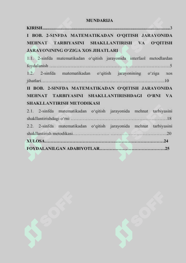 BOSHLANGICH SINFDA MATEMATIKA O‘QITISH JARAYONIDA MEHNAT TARBIYASINI SHAKLLANTIRISH METODIKASI (2-SINF MISOLIDA) 2