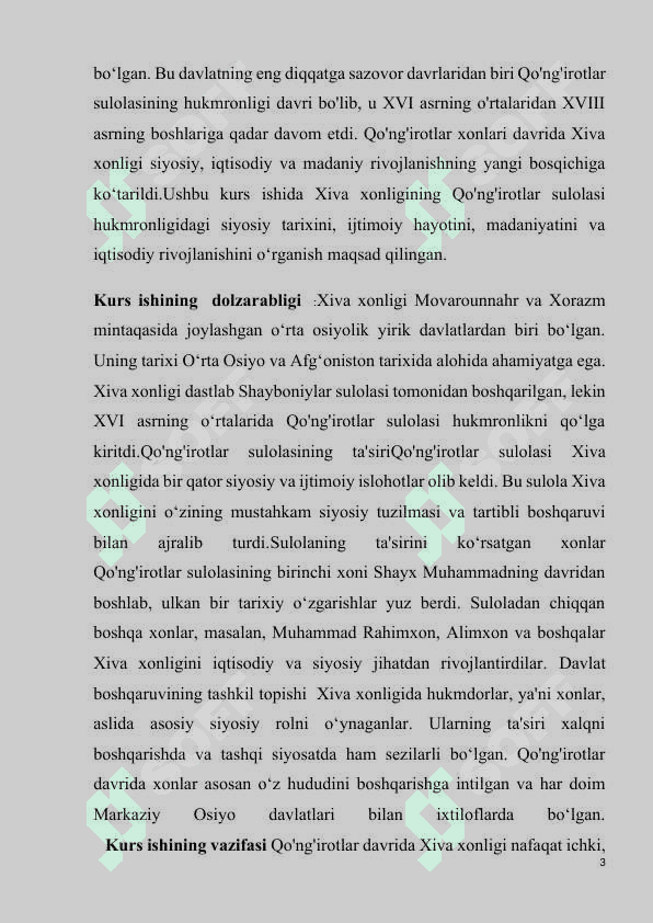 Xiva xonligi qo‘ng‘irotlar sulolasi davrida. 3