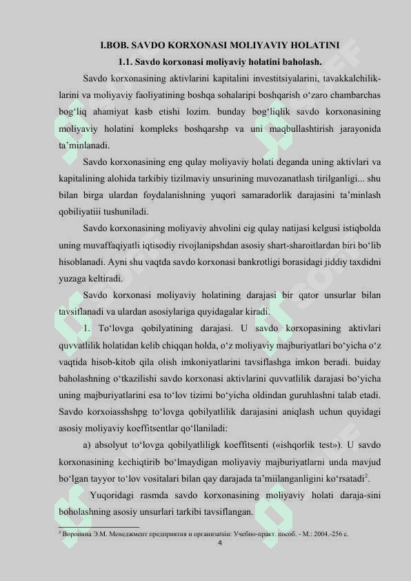 KORXONANING MOLIYAVIY BARQARORLIGI MEZONLARI VA KO’RSATKICHLARI. 4