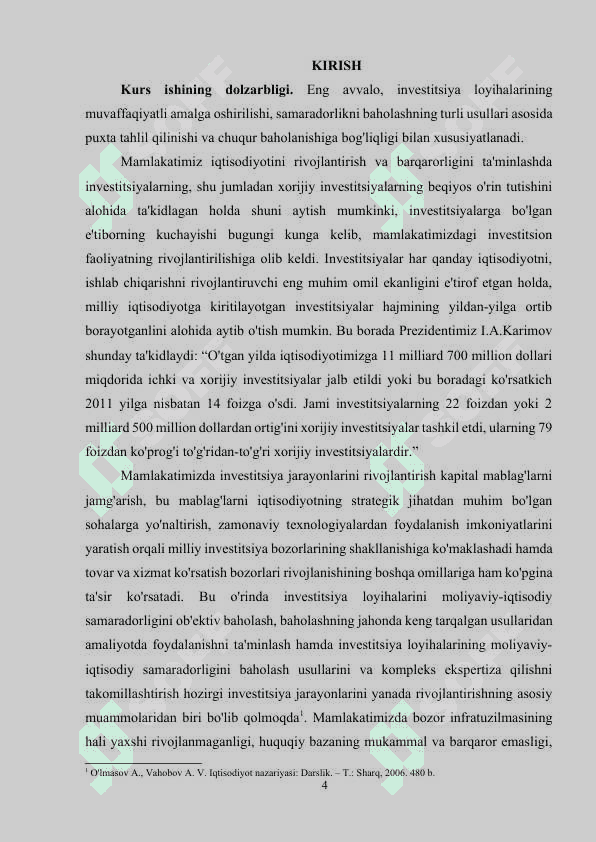 INVESTITSION LOYIHA, UNING SAMARADORLIGINI HISOBLASH 3
