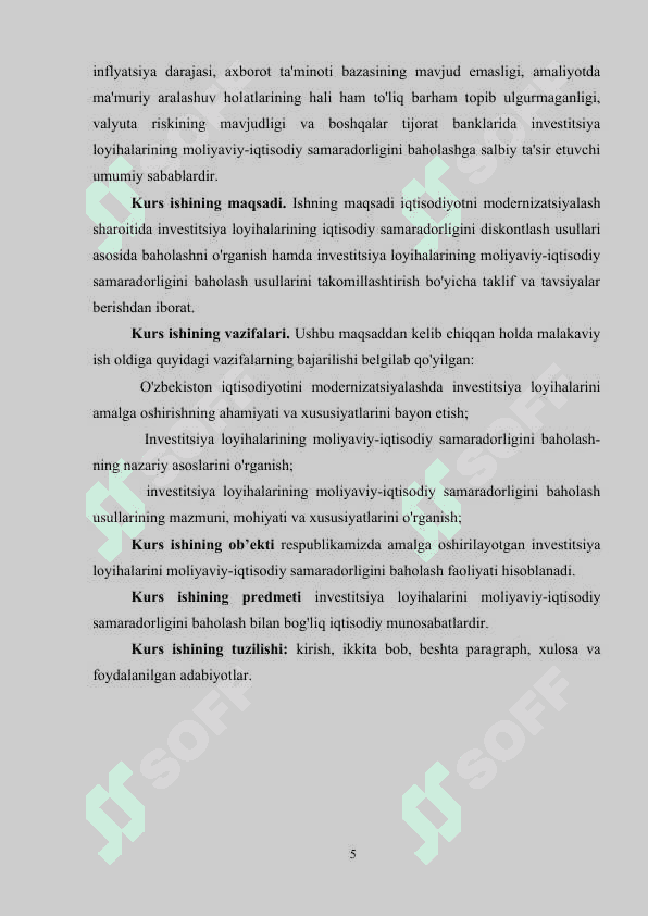 INVESTITSION LOYIHA, UNING SAMARADORLIGINI HISOBLASH 4