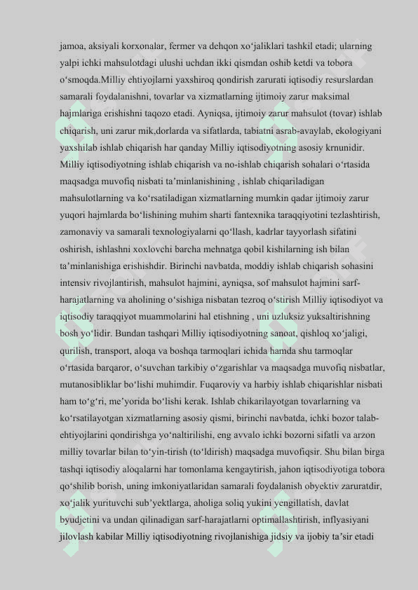 Milliy iqtisodiyot rivojlanishida korxonaning o`rni va ahamiyati 4