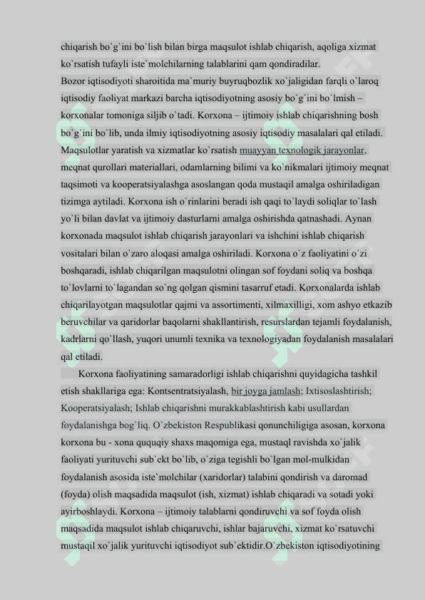 Milliy iqtisodiyot rivojlanishida korxonaning o`rni va ahamiyati 7