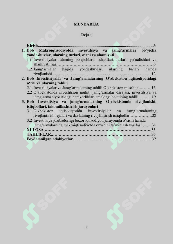 Makroiqtisodiyot rivojlanishida Investitsiya va Jamg'armalar 2