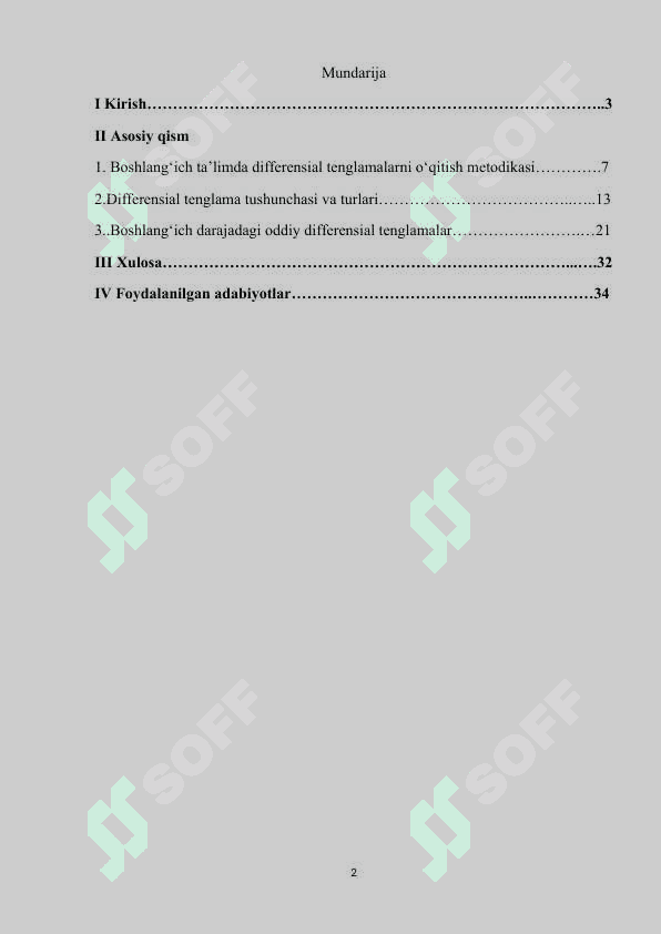 Differensial tenglamalar oʻqtish metodikasi 2