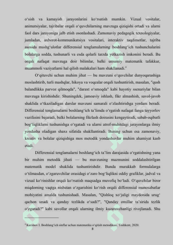 Differensial tenglamalar oʻqtish metodikasi 8