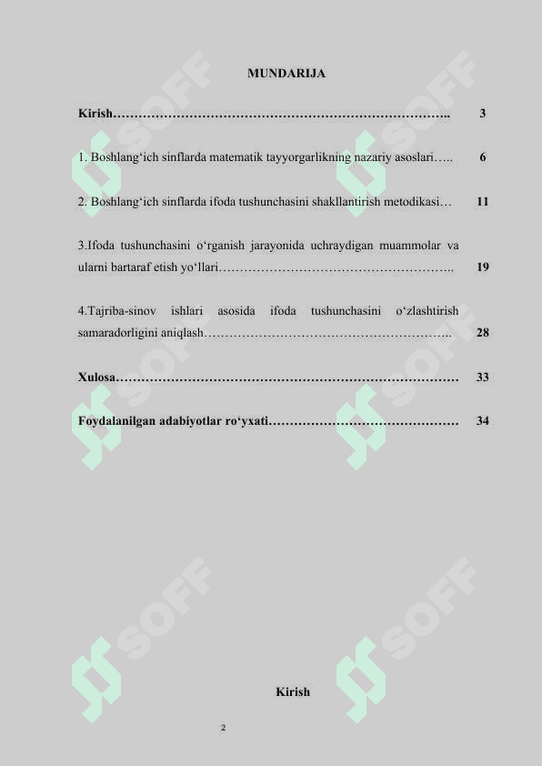 Boshlangʻich sinflarda koʻpaytirish va boʻlishni oʻrgatish metodlari kurs ishi 2