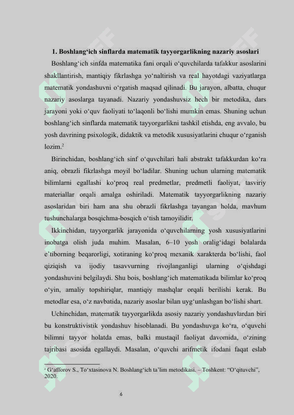 Boshlangʻich sinflarda koʻpaytirish va boʻlishni oʻrgatish metodlari kurs ishi 6