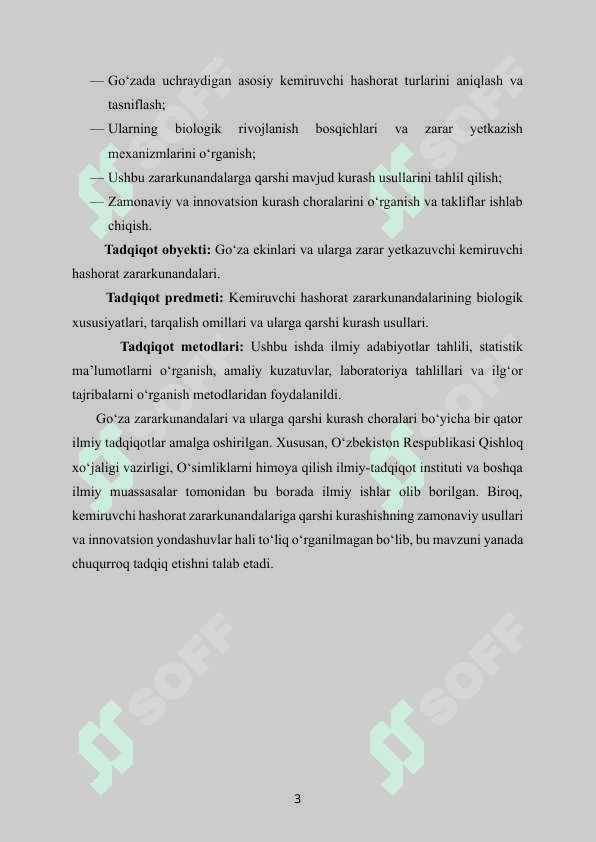 Go‘zaning asosiy kemiruvchi zararkunandalari va ularga qarshi kurash choralari kurs ishi 3