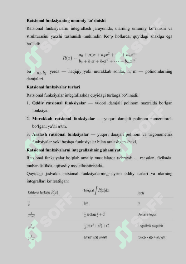 Ratsional hamda trigonametrik funksiyalarni integrallash 5
