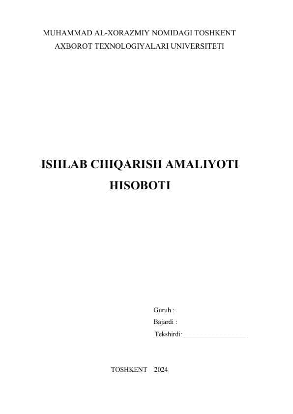 O‘ZBEKTELEKOM AK TTT filiali’’ amaliyot hisobot 1