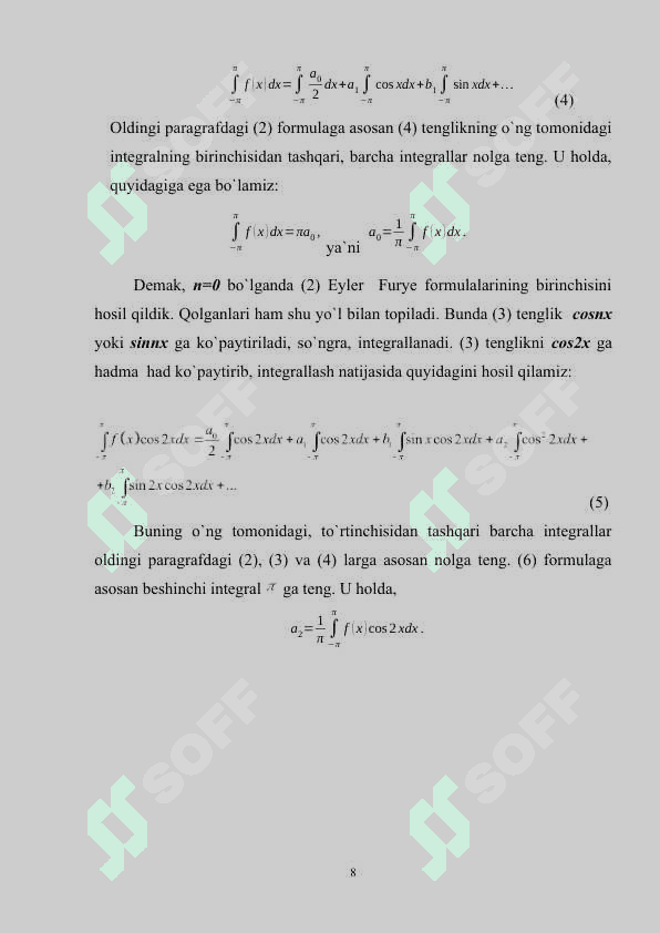 Fure qatorining yaqinlashish haqida Dini va Lipshits alomatlari 8
