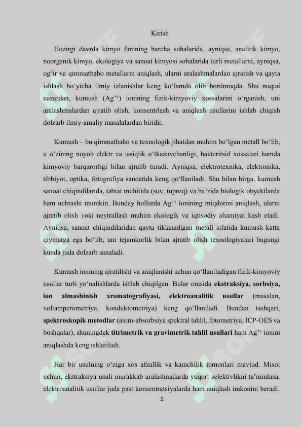 Ag⁺ ionining xossalari va ularni o‘rganishning nazariy asoslari 2