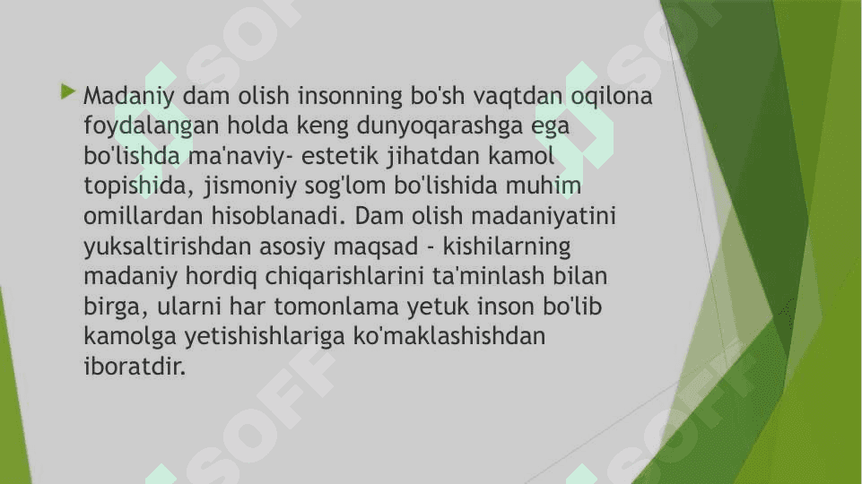 MADANIYAT VA BO’SH VAQTNI BOSHQARISH 3