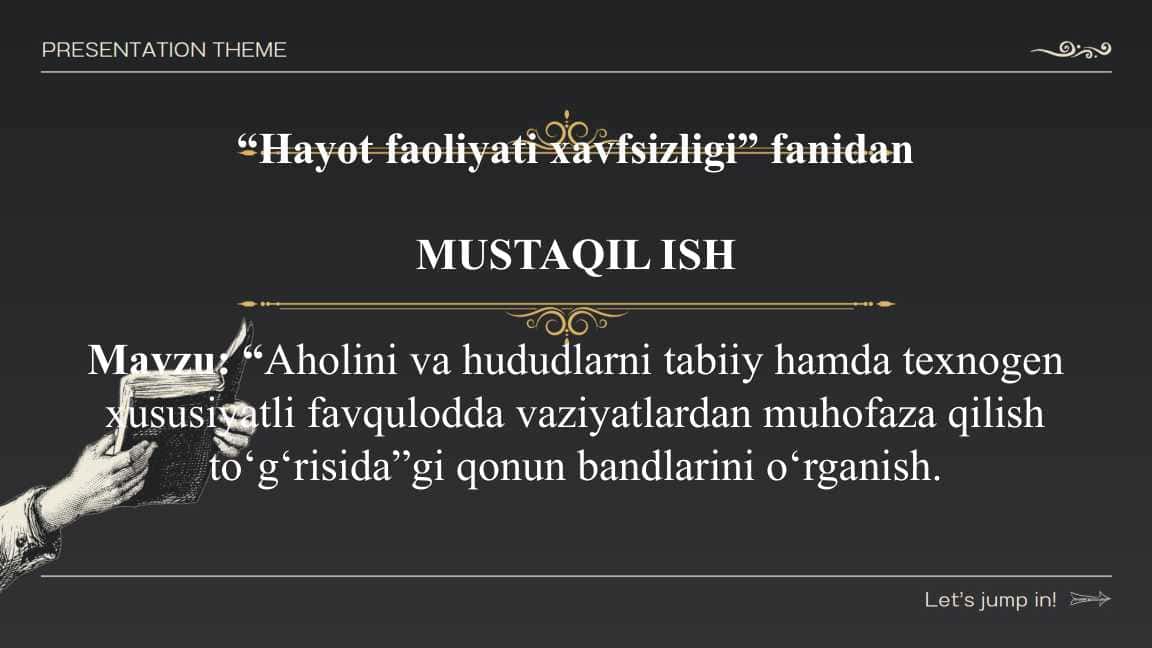 Hayot Faoliyati Xavfsizligi fani.
