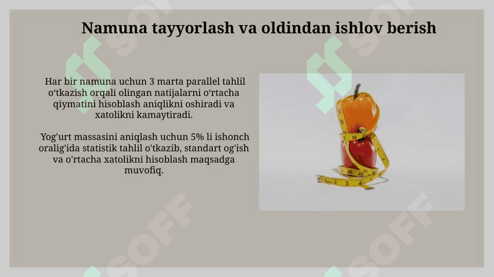Yogʻlarni oziq-ovqat tarkibidagi massaviy ulushini aniqlash 3