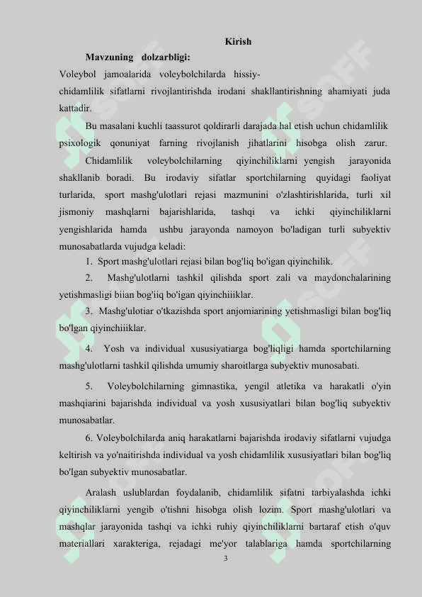 SPORT PSIXOLOGIYASINING VOLEYBOLCHILARGA TA’SIRI kurs ishi 3