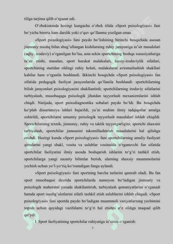 SPORT PSIXOLOGIYASINING VOLEYBOLCHILARGA TA’SIRI kurs ishi 7
