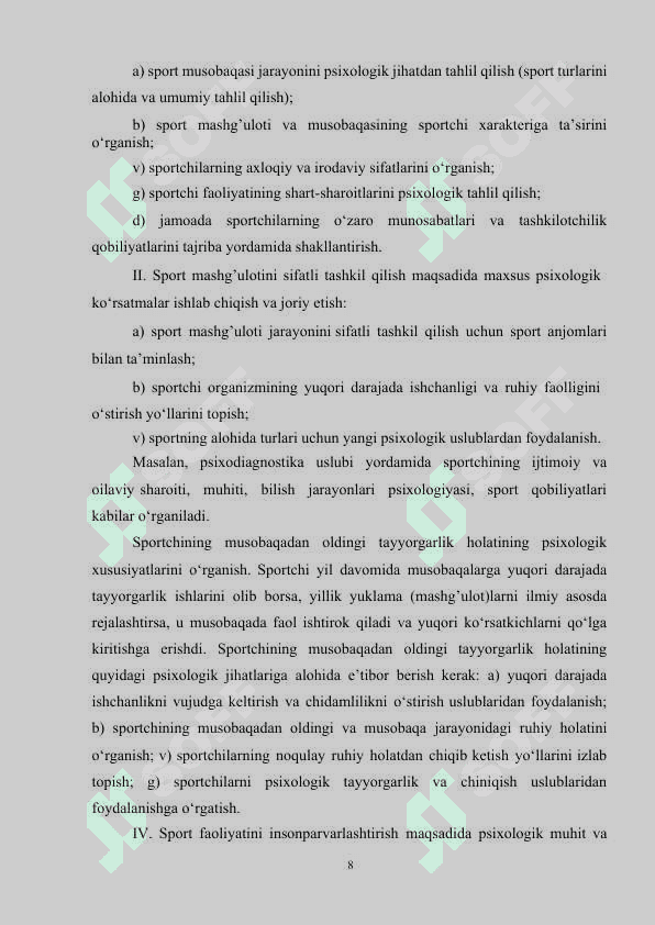 SPORT PSIXOLOGIYASINING VOLEYBOLCHILARGA TA’SIRI kurs ishi 8