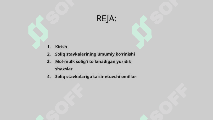 Yuridik shaxslarning mol-mulkiga solinadigan soliqning stavkasi 2