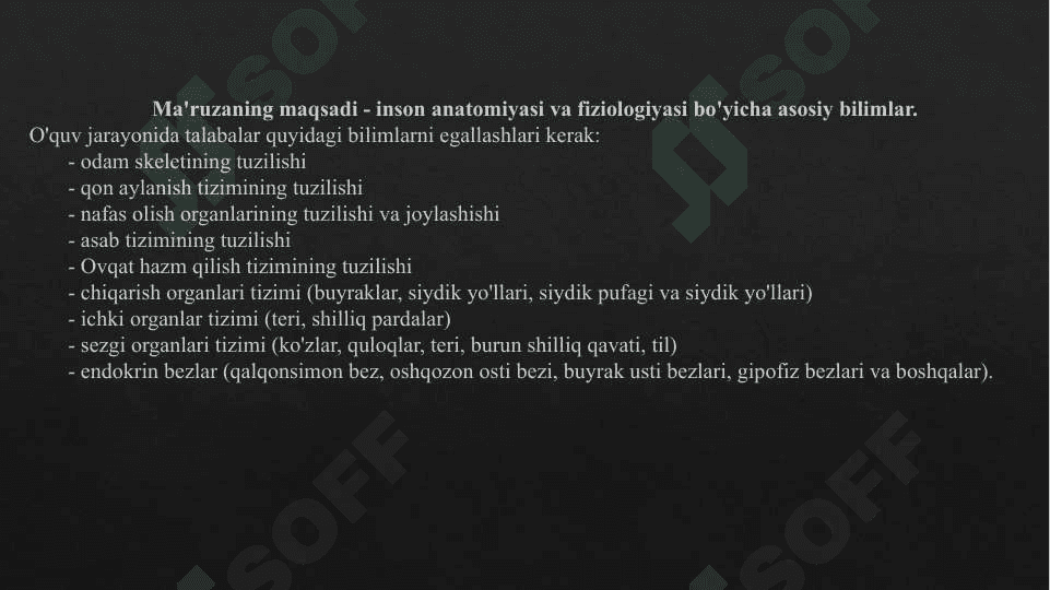 INSON ORGANI HAQIDA QISTA ANATOMIK VA FIZIOLOGIK MA'LUMOT 2