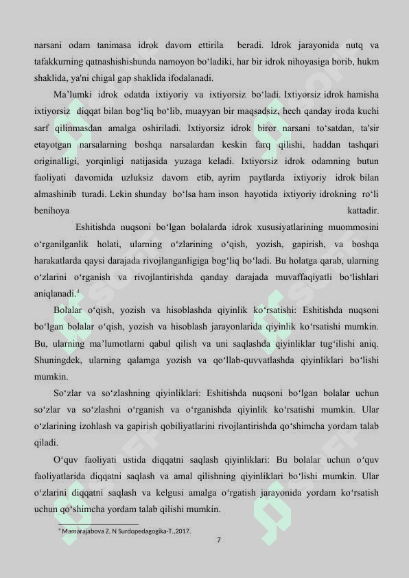 ESHITISHDA  NUQSONI  BOʻLGAN  BOLALAR  IDROK  XUSUSIYATLARI 7
