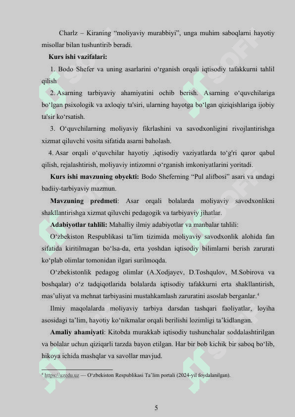 Bodo Sheferning “Pul alifbosi” asaridagi moliyaviy tarbiyaning ahamiyati 5