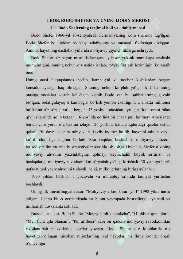 Bodo Sheferning “Pul alifbosi” asaridagi moliyaviy tarbiyaning ahamiyati 8