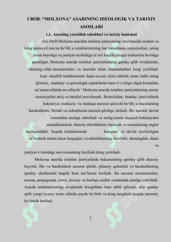 Jorj Oruell “Molxona” asarida totalitar jamiyat tasvirlanishi 6