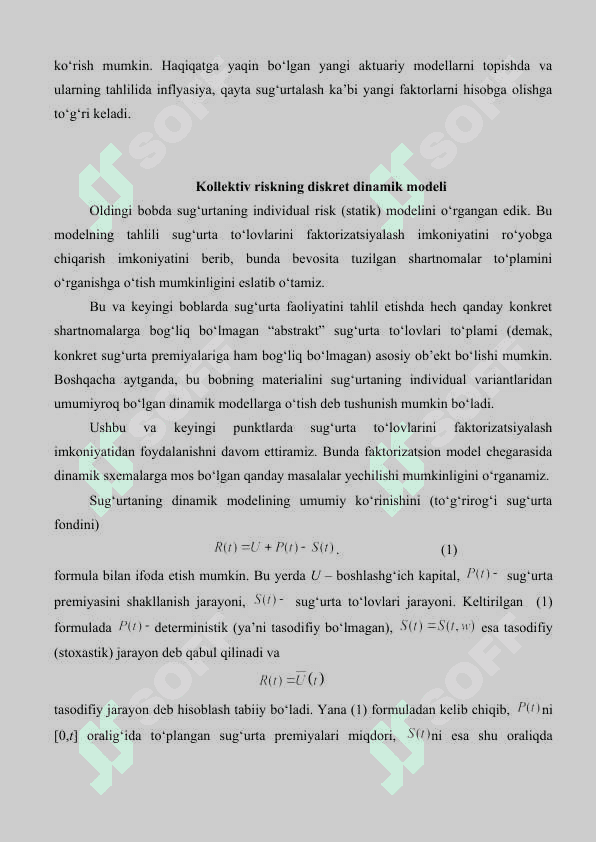 Kollektiv risk modellari. Kollektiv risk stavkalarining statistik baholari. Kollektiv risk modellari 3