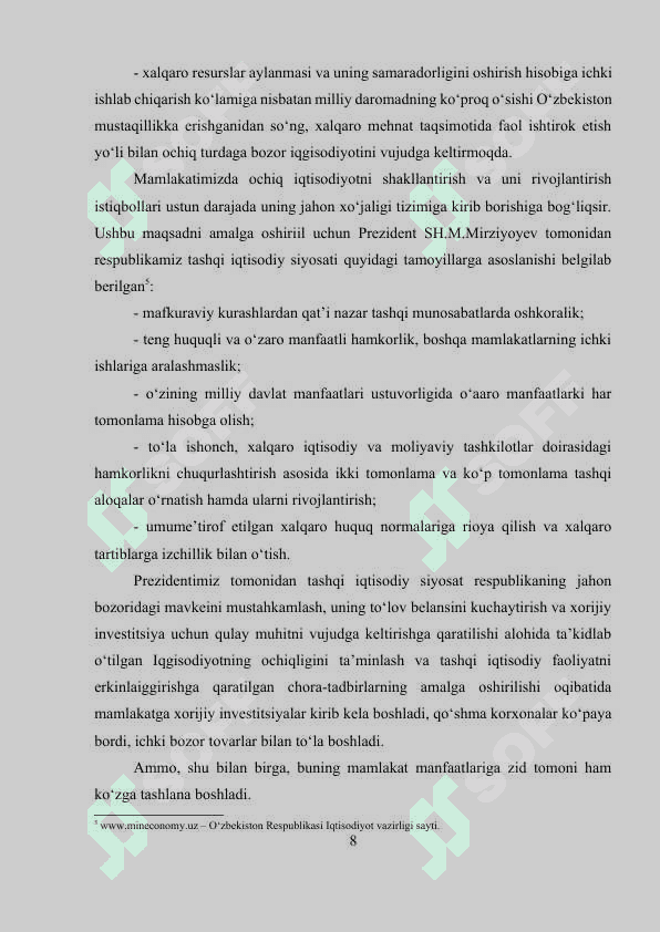 O‘ZBEKISTONNING DUNYONING RIVOJLANGAN DAVLATLARI BILAN IQTISODIY HAMKORLIGI 8