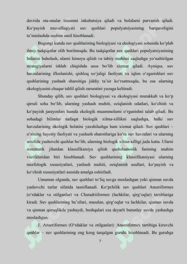 RESPUBLIKA HUDUDIDA KENG TARQALGAN SUV QUSHLARINING BIOEKOLOGIK XUSUSIYATLARI.doc 7