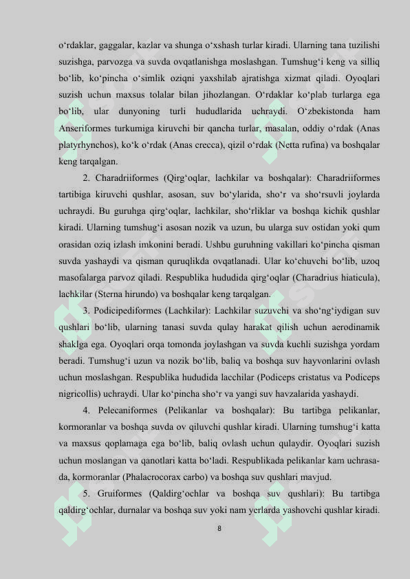 RESPUBLIKA HUDUDIDA KENG TARQALGAN SUV QUSHLARINING BIOEKOLOGIK XUSUSIYATLARI.doc 8