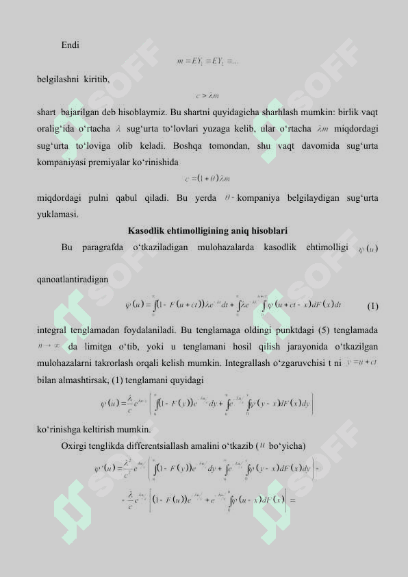 Kasodlik ehtimollari. Sug'urta kompaniyasining kasodligining ehtimollik modeli. 4