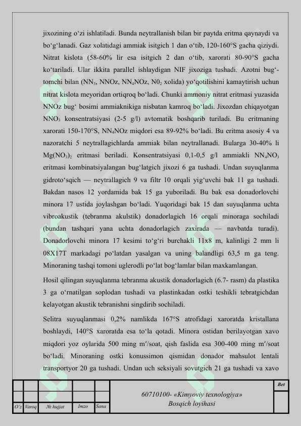 Ammiakli selitra ishlab chiqarishda NIF apparatni tanlash va hisoblash 7