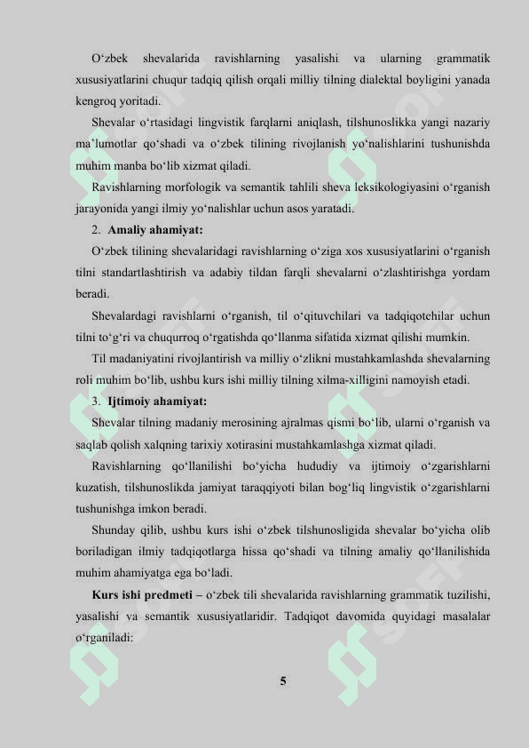 O'zbek shevalarida ravish va uning yasalishi 5