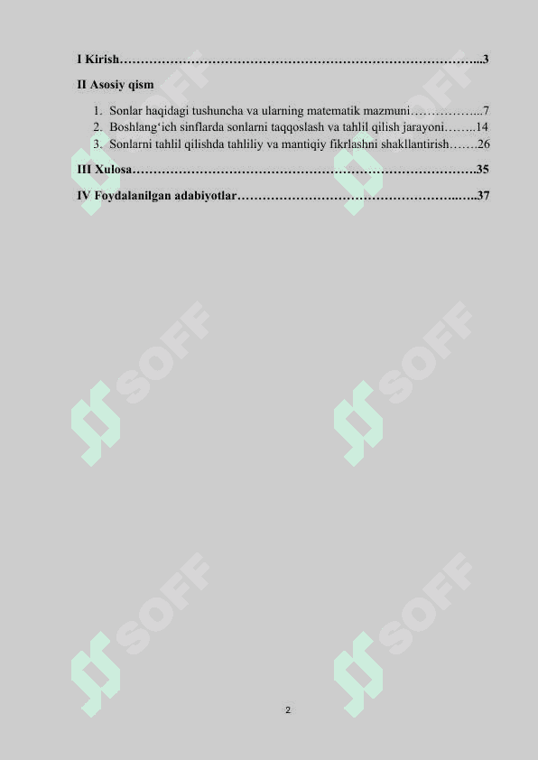 Boshlangʻich sinflarda sonlarni taqqoslash va tahlil qilish metodikasi 2