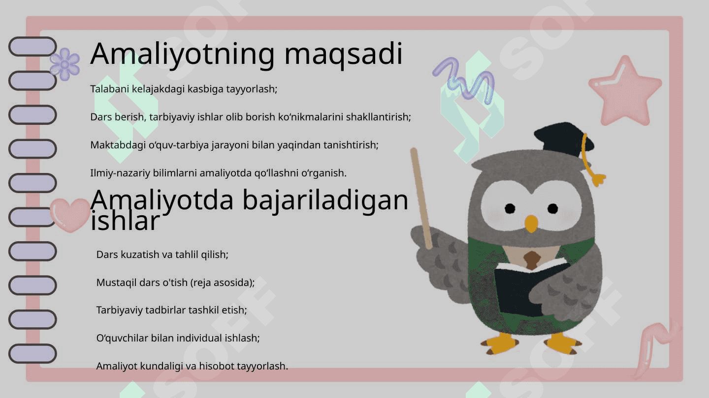 Boshlang'ich sinflarda pedagogik malakaviy amaliyot taqdimoti 4