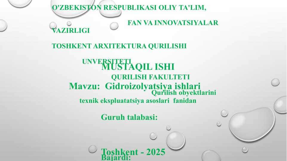 Gidroizolyatsiya ishlari 1