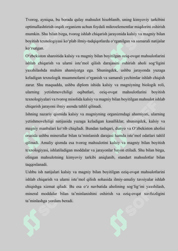 Kalsiy va magniy bilan boyitilgan oziq-ovqatlar (tvorog misolida) 3