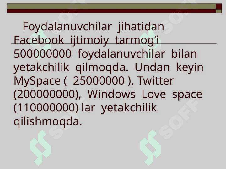 Internet –Ijtimoiy  tarmoq  xizmatlari  to’g’risida. Ijtimoiy  tarmoqlarning ijobiy va  salbiy  jihatlari. 5