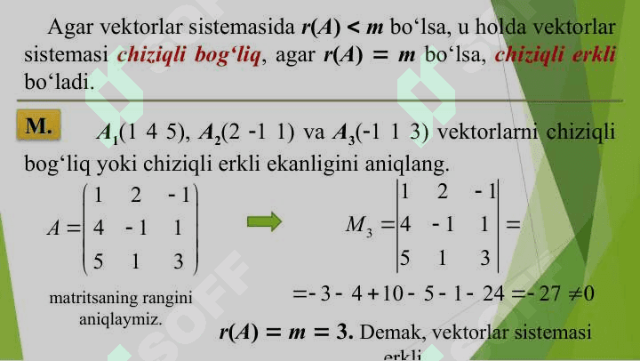 VEKTORLAR SISTEMASI VA UNING RANGI 4