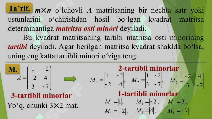 MATRITSA RANGI. TESKARI MATRITSA 2