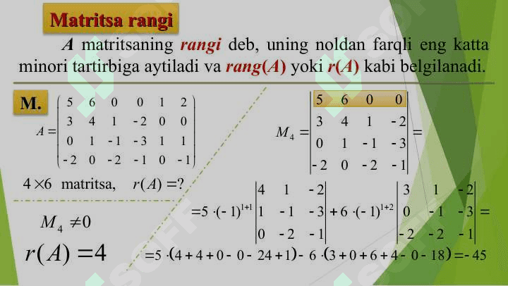 MATRITSA RANGI. TESKARI MATRITSA 3